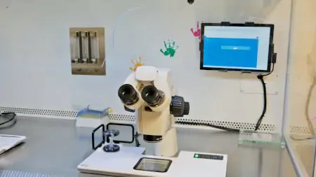 مجهر مختبر أطفال الأنابيب ونظام المراقبة في مركز Eurofertil IVF