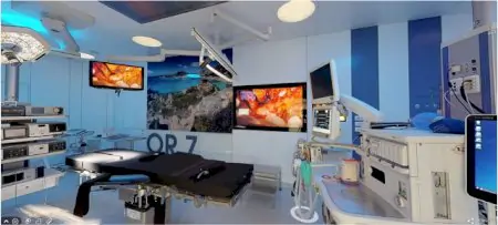 غرفة عمليات حديثة بمعدات جراحية متطورة في مستشفى Mater Olbia