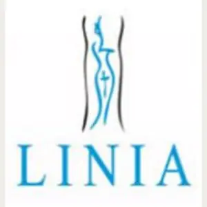 شعار عيادة Linia Cosmetic Surgery مع رسم لجسم أنثوي