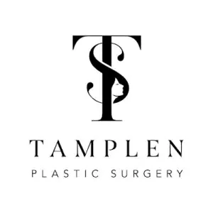 شعار عيادة Tamplen Plastic Surgery مع الأحرف الأولى ووجه مرسوم