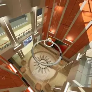 Vestíbulo moderno en Moolchand Medcity South Delhi con asientos y suelo decorativo