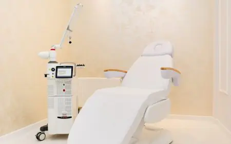 غرفة علاج بالليزر في Wellclinic Gdańsk مزودة بمعدات طبية حديثة