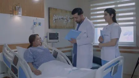 Habitación de paciente en Lokman Hekim Van Hospital con médicos y equipo de monitoreo