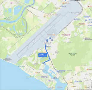 Mapa con la ruta del Aeropuerto de Puerto Vallarta a Marina Vallarta, México