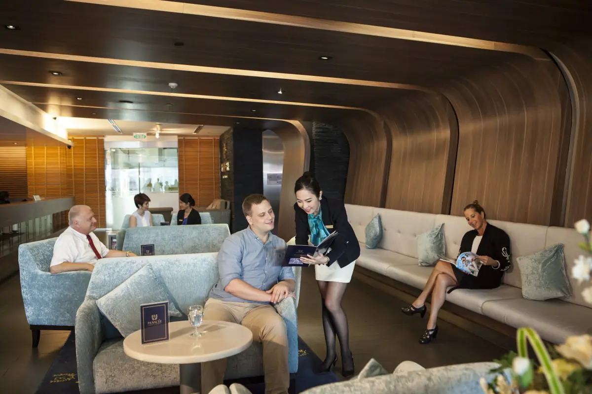 Panacee Medical Center waiting area with modern seating and patients