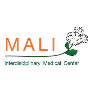 Logotipo de Mali Interdisciplinary Medical Center con gráfico de flor