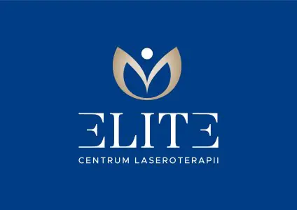 شعار Klinika Elite Centrum Laseroterapii على خلفية زرقاء