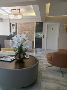 منطقة الاستقبال في عيادة د. سِما كوتش الدولية، ديكور عصري
