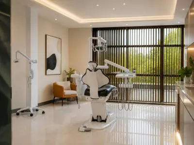 غرفة علاج أسنان حديثة في Lo Smiles UK Ltd مزودة بمعدات متطورة