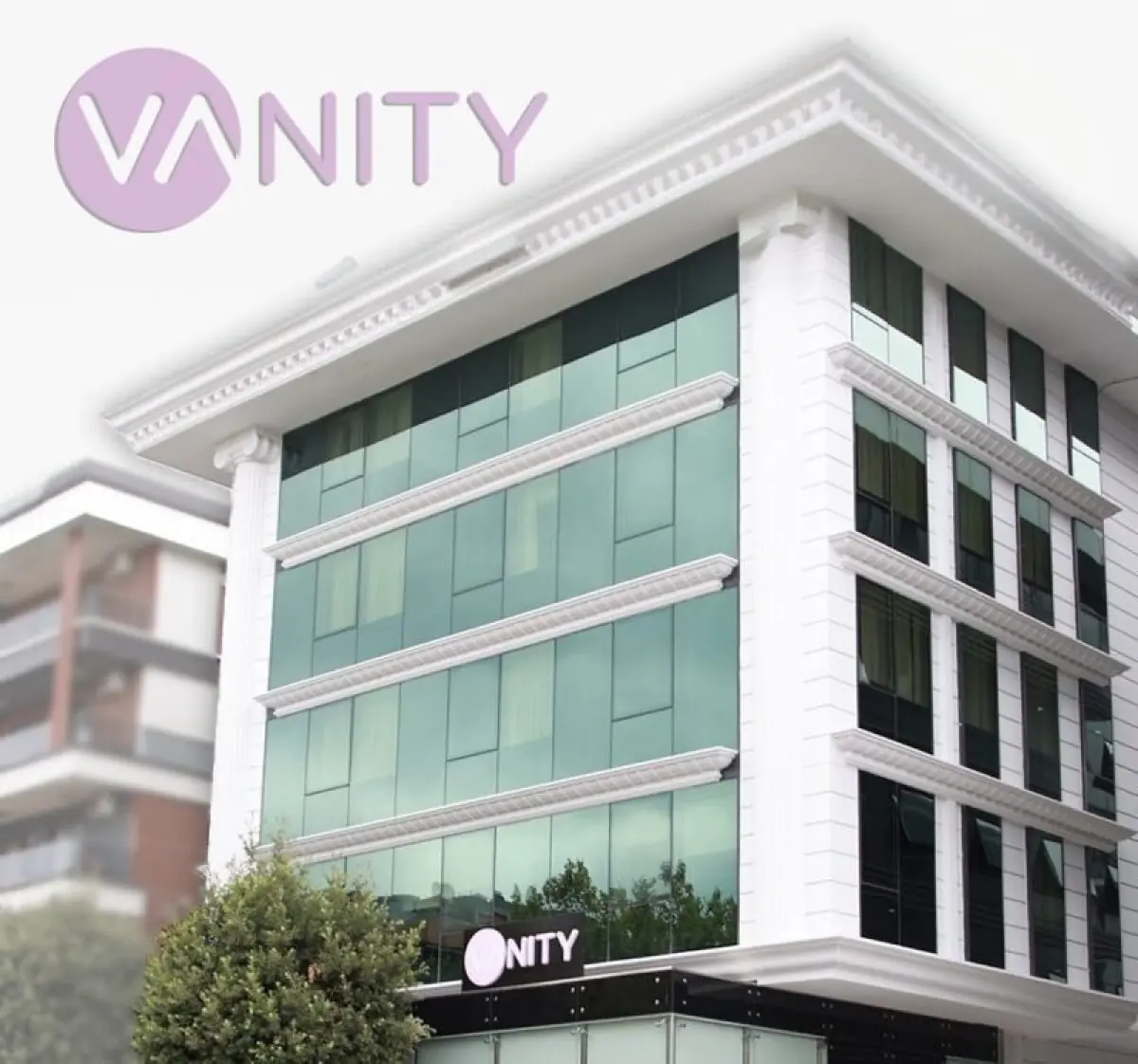 Façade moderne de la clinique Vanity Cosmetic Surgery Center à Istanbul