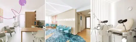 Consultorio moderno, sala de espera y sala de ginecología en Hotel Europa Fit, Hungría