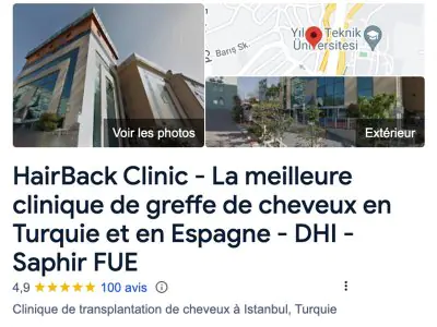 الواجهة الخارجية لعيادة HairBack في اسطنبول، مركز حديث لزراعة الشعر