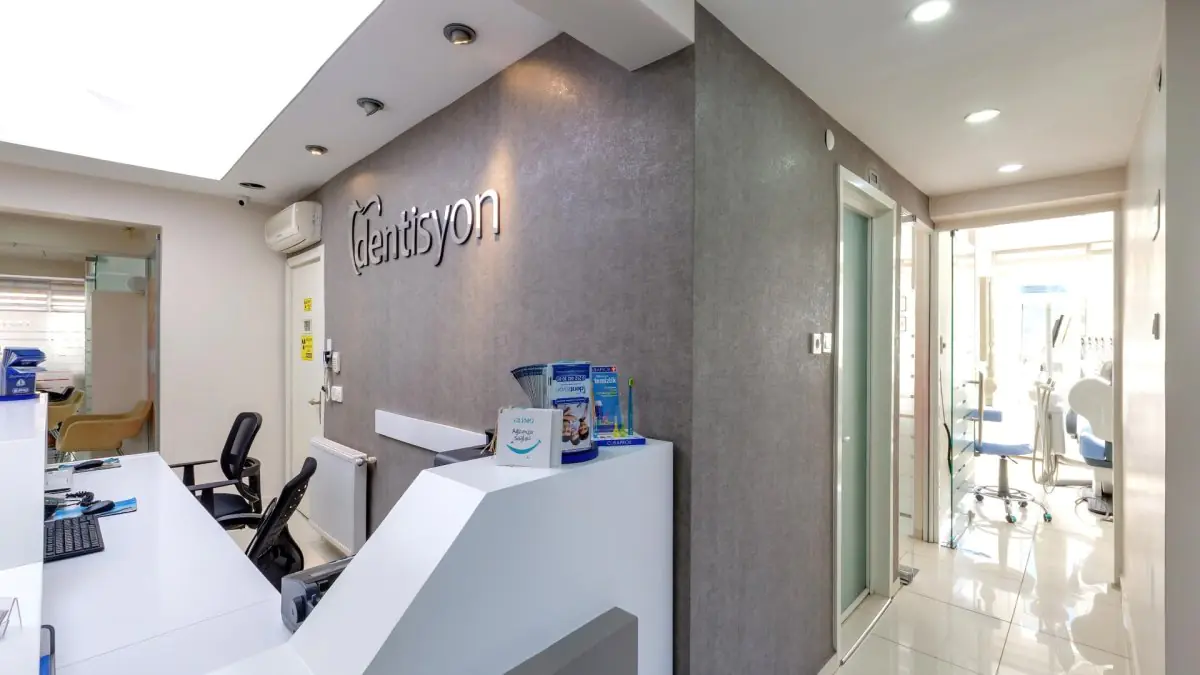 Reception area at Dentisyon Dental Clinic with modern interior and dental office access