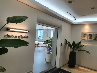 مدخل الاستقبال في عيادة Retmus Plastic Surgery بسيول، ديكور حديث ونباتات