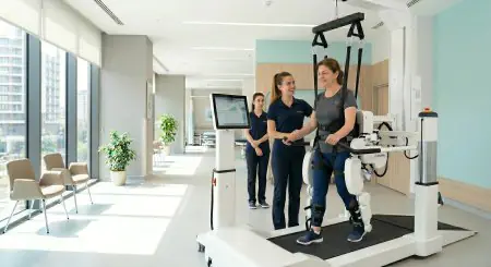 Terapia de rehabilitación robótica en la clínica ROMATEM con equipo moderno