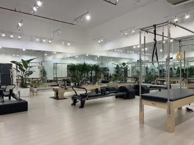 Gimnasio de rehabilitación con equipos de pilates en Le Physio Clinic