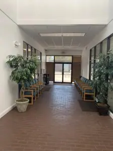 منطقة انتظار في عيادة Kentuckiana Integrative Medicine بمقاعد ونباتات داخلية