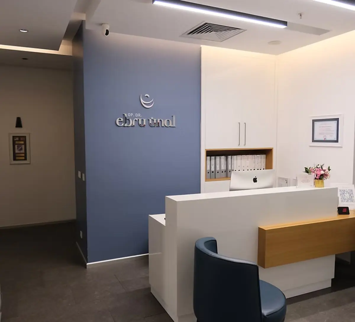 Reception area at Op. Dr. Ebru Ünal Cosmetic Gynecology Clinic, modern design
