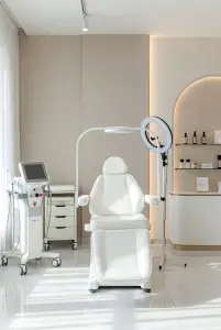 غرفة علاج تجميلي بمعدات حديثة في مركز أومايما الطبي