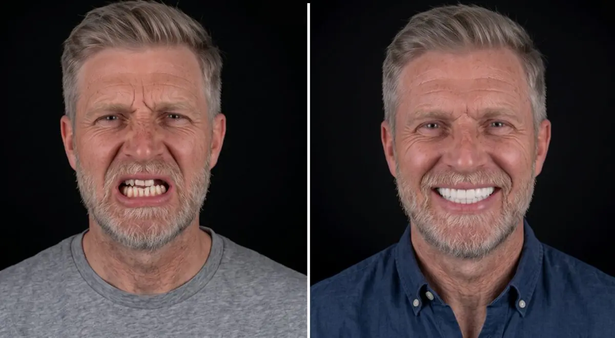 Before and after dental veneers at VBright Dental clinic