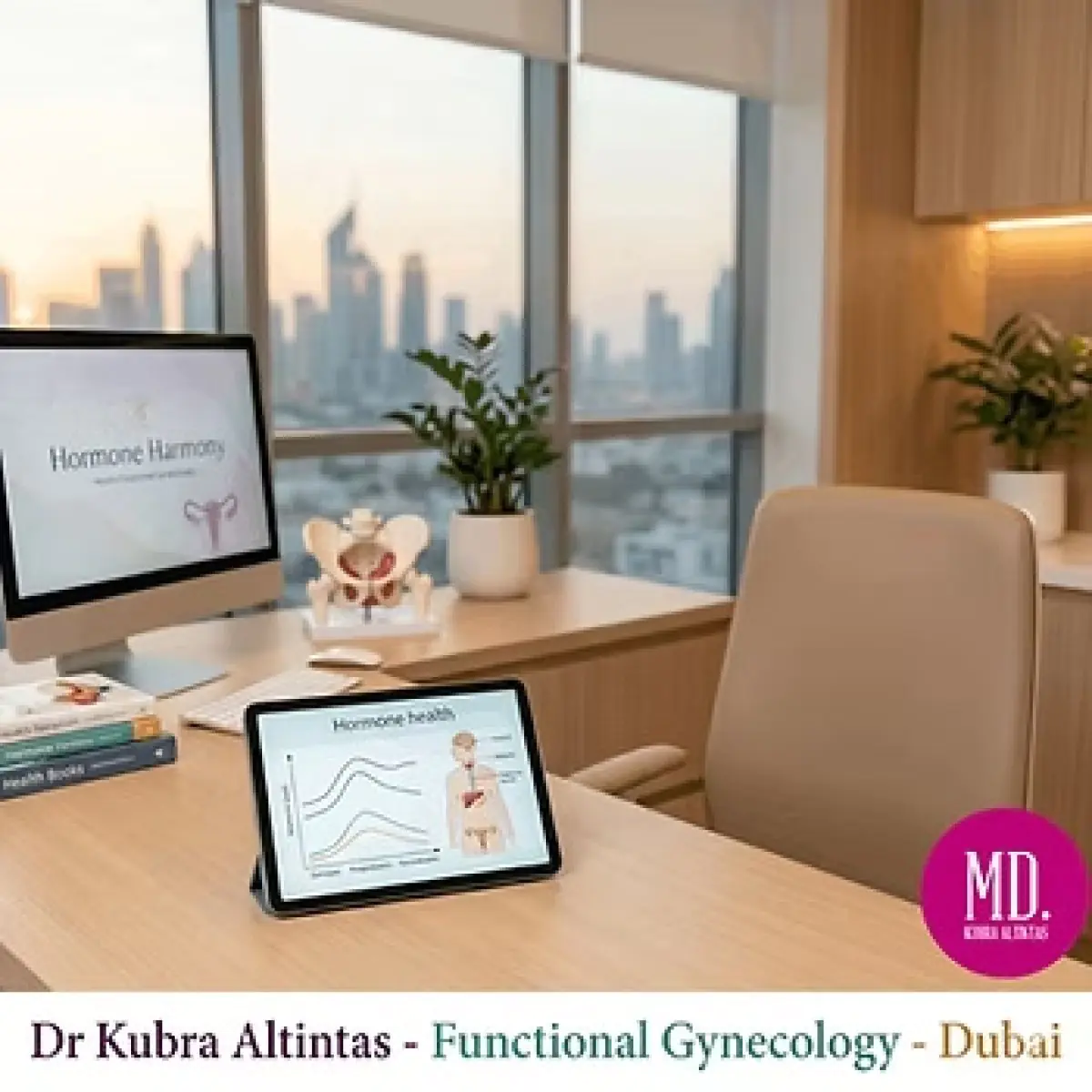 Consultation office at Dr. Kubra Altintas Functional Gynecology Clinic in Dubai