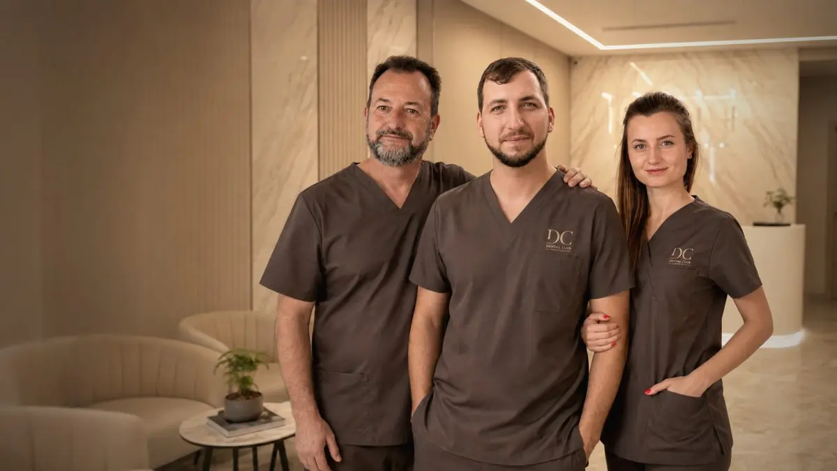 Zespół stomatologiczny Dental Club Karadjovi w nowoczesnej recepcji kliniki