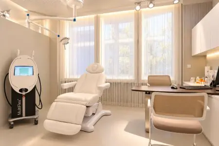 Sala de tratamiento moderna con equipo médico en la clínica JUVENIS