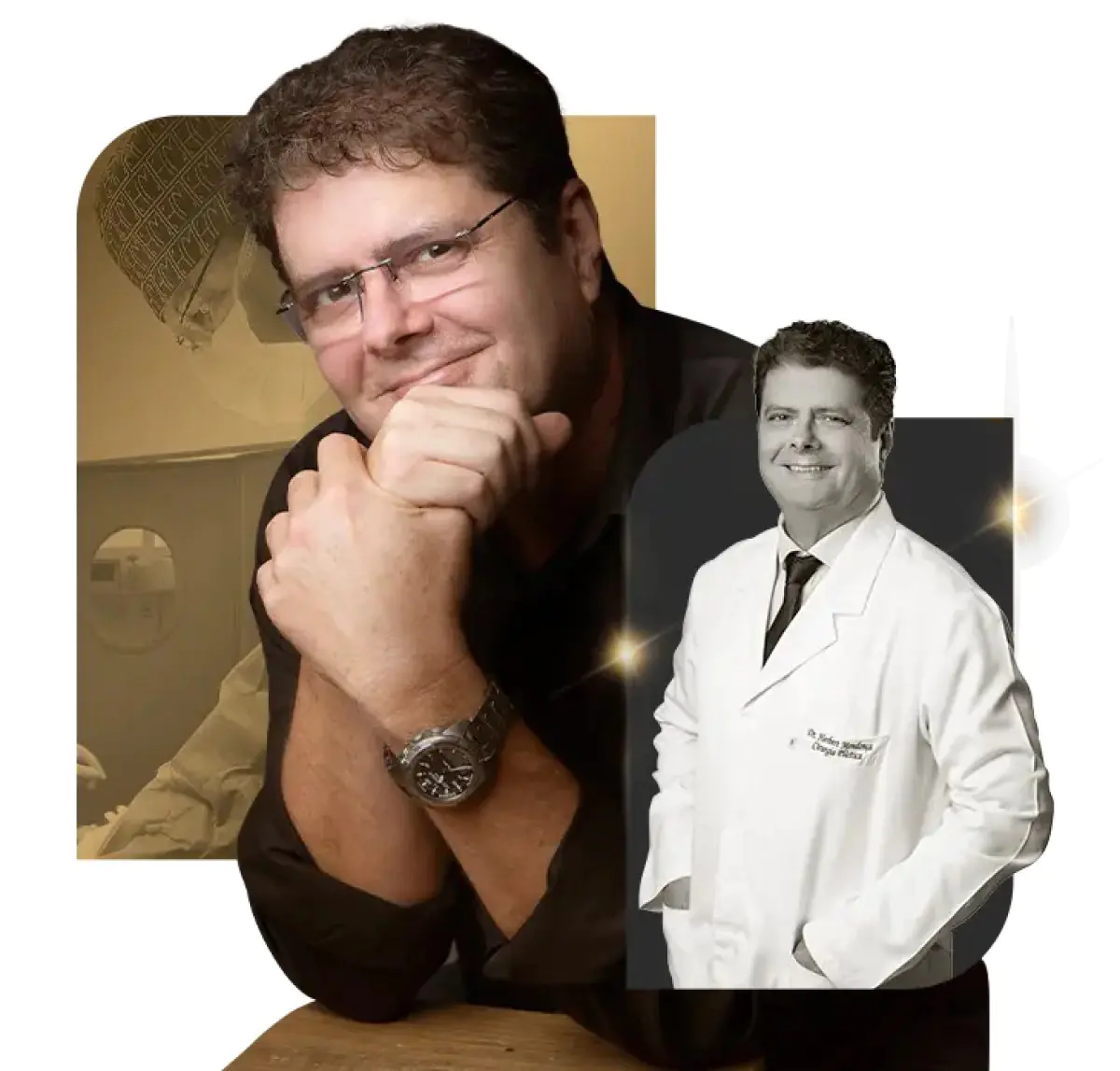 Dr. Herbert Mendonça plastic surgery clinic staff portrait collage