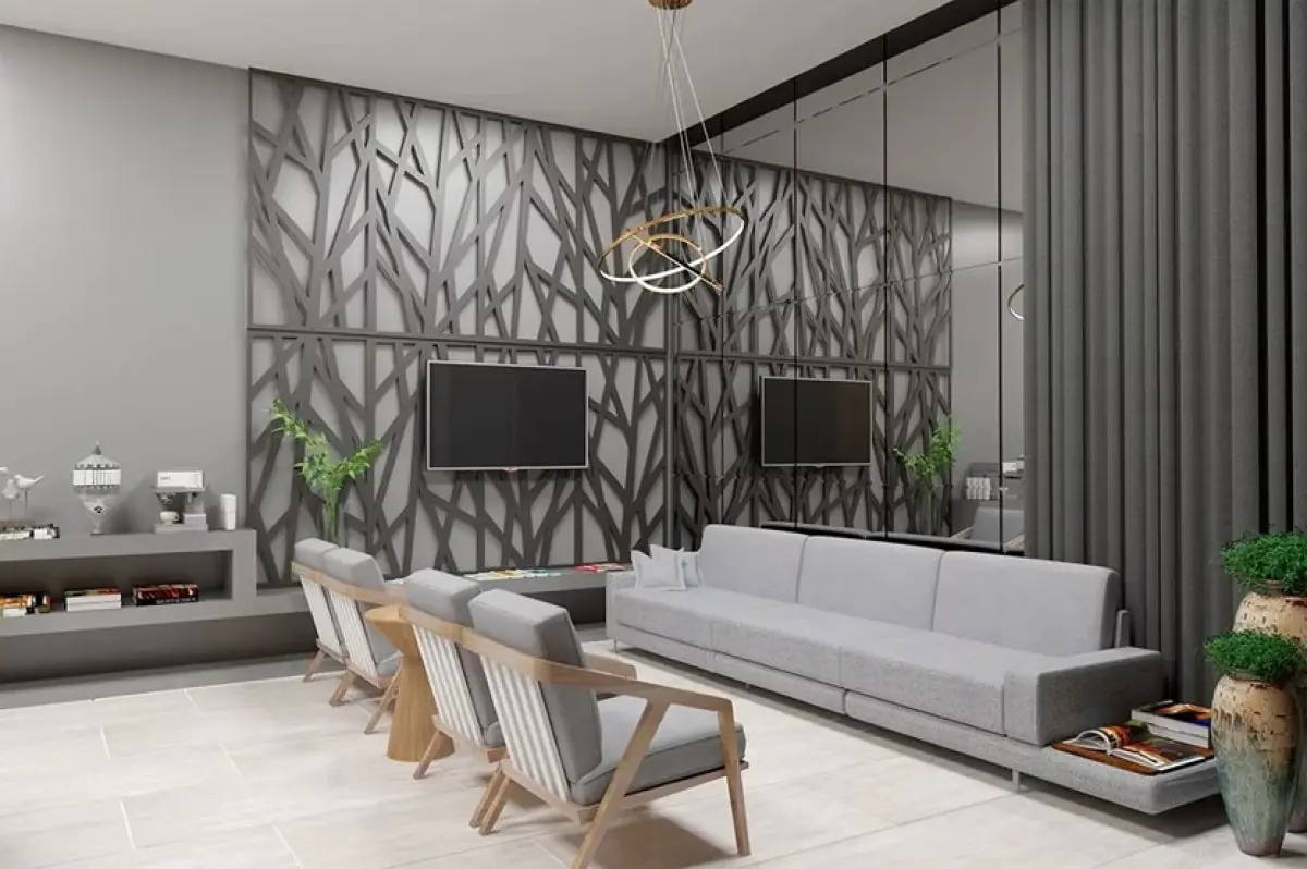 Modern waiting room at Dr. Rogério Matoso clinic with stylish decor and comfortable seating
