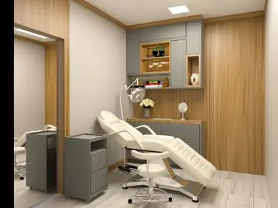 Sala de tratamiento moderna en la clínica Dr. Rogério Matoso con sillón y equipo médico