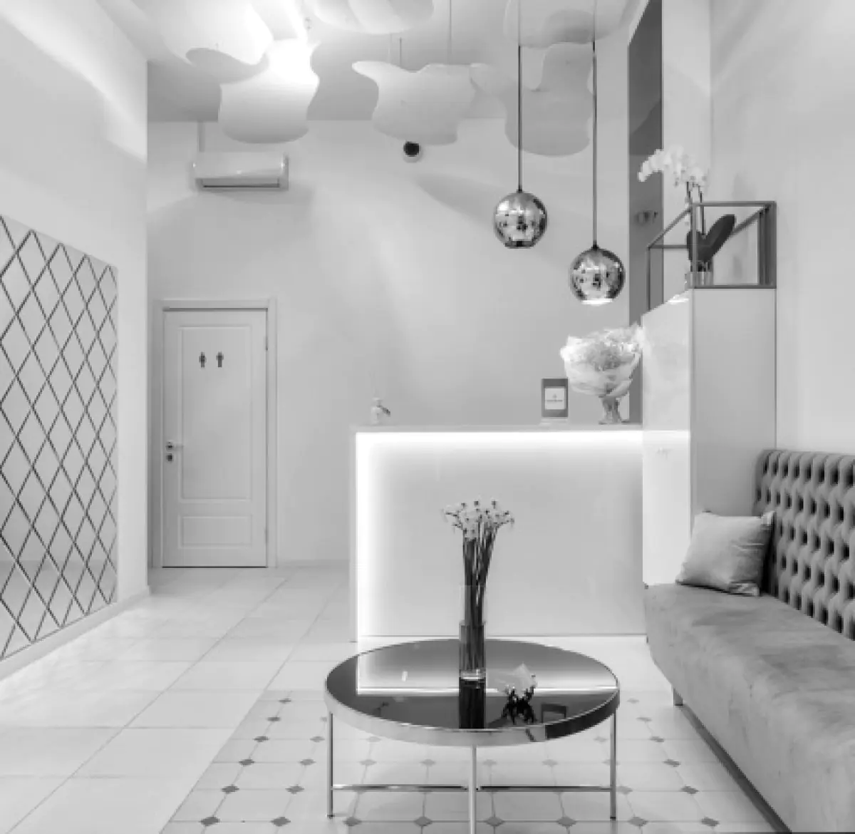 Empfangsbereich im Centro de Surgery Reconstrutiva, modernes Interieur in Brasilien