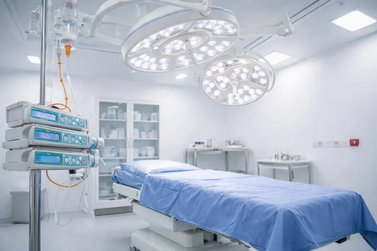 Modern operating room at Dr. María Alejandra Rojas Montenegro clinic with surgical equipment