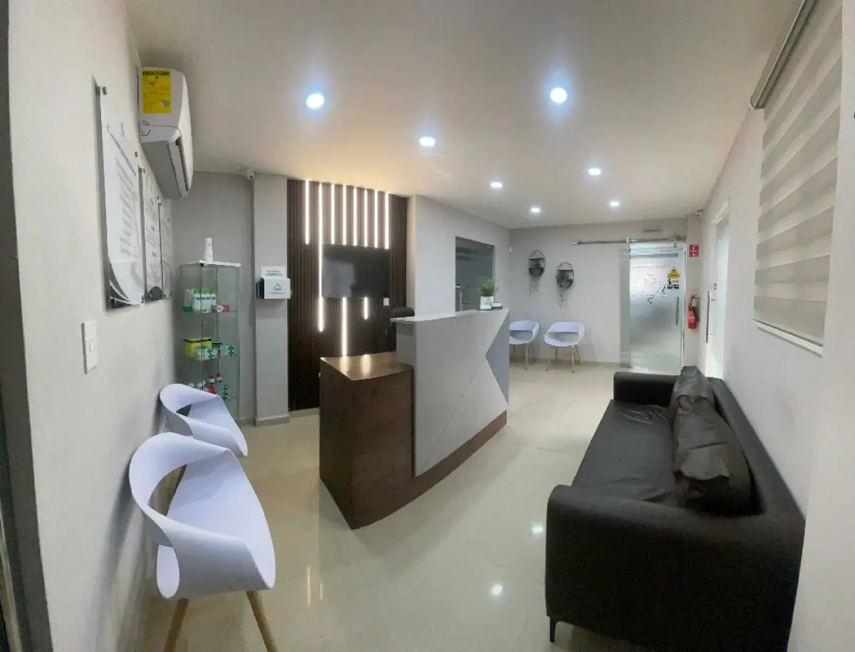 Reception area at Santiago Lotus Dental, modern design with patient seating