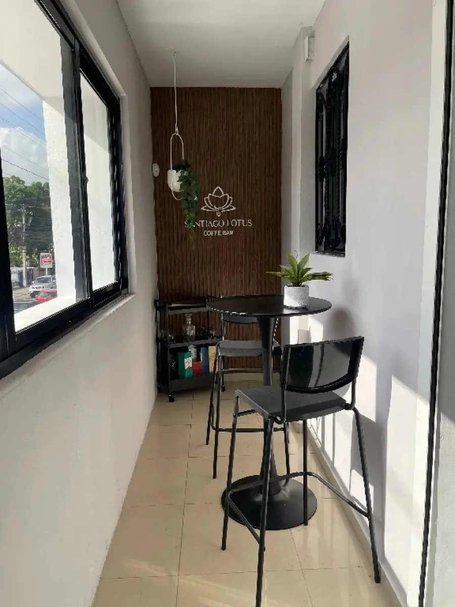 Coffee bar lounge area at Santiago Lotus Dental clinic with modern seating