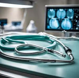 معدات جراحة الأعصاب في Neuroclínica Quirúrgica Barcelona مع شاشة تصوير دماغ