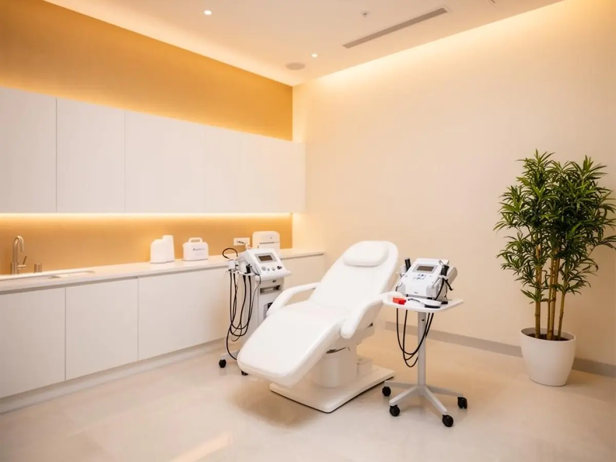 Dermatology treatment room at Dermatológica Pelo y Piel with modern equipment