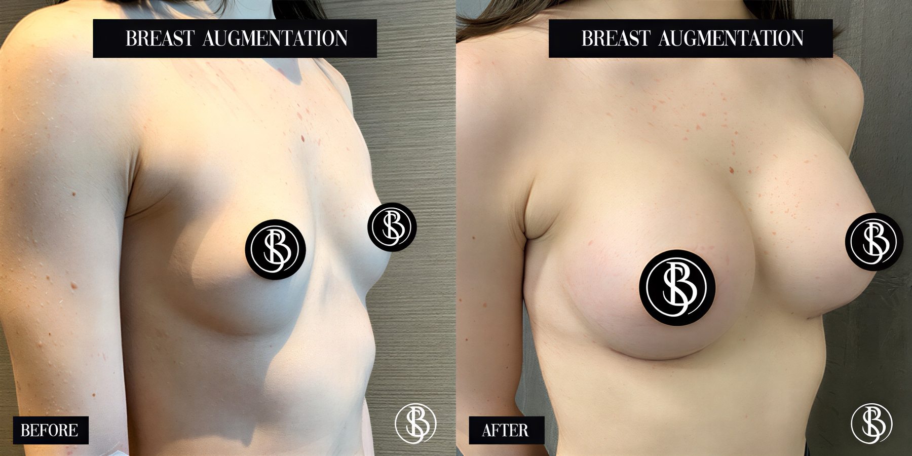 Antes y después de implantes y levantamiento de senos en Dr. Salih Onur Basat, resultado visible