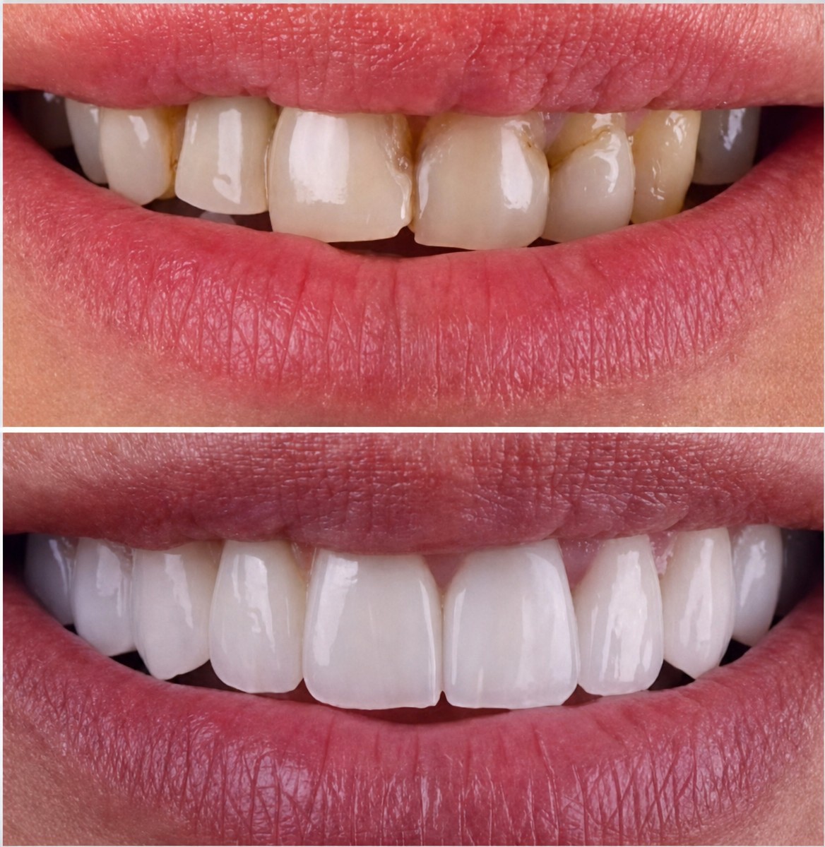 نتائج قبل وبعد عدسات الأسنان الخزفية في White Dental Turkey – تحول الابتسامة