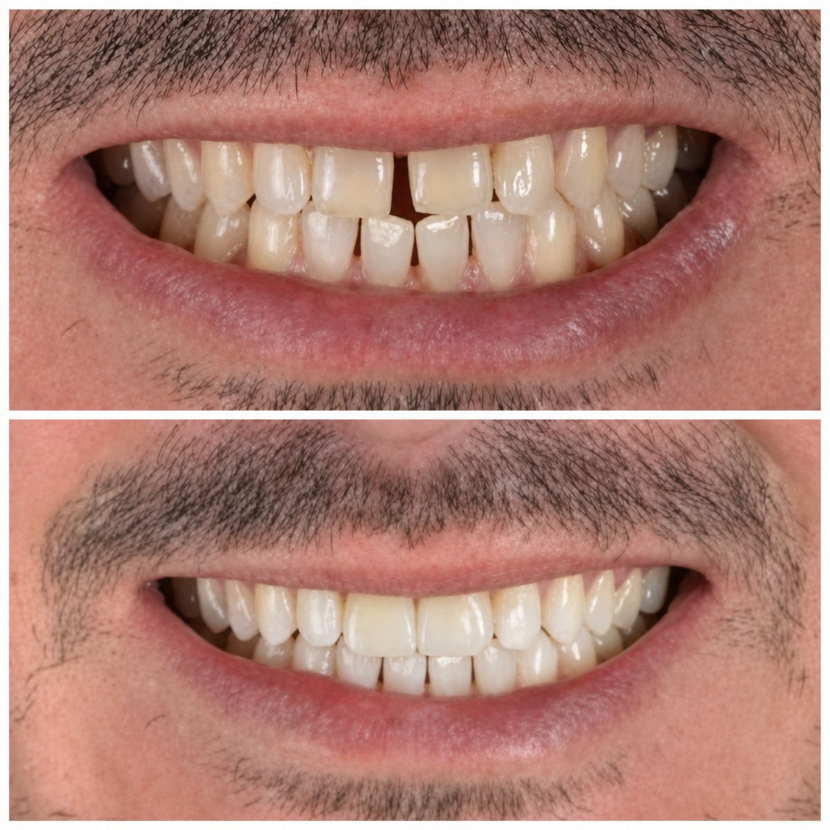 نتيجة قبل وبعد تركيب تيجان الأسنان في Hospitadent Dental Group - İstanbul Mecidiyeköy Clinic