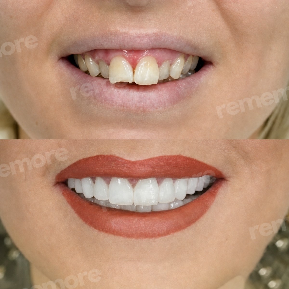 Resultados antes y después de dentadura en Memorial Bahçelievler Hospital, restauración de sonrisa