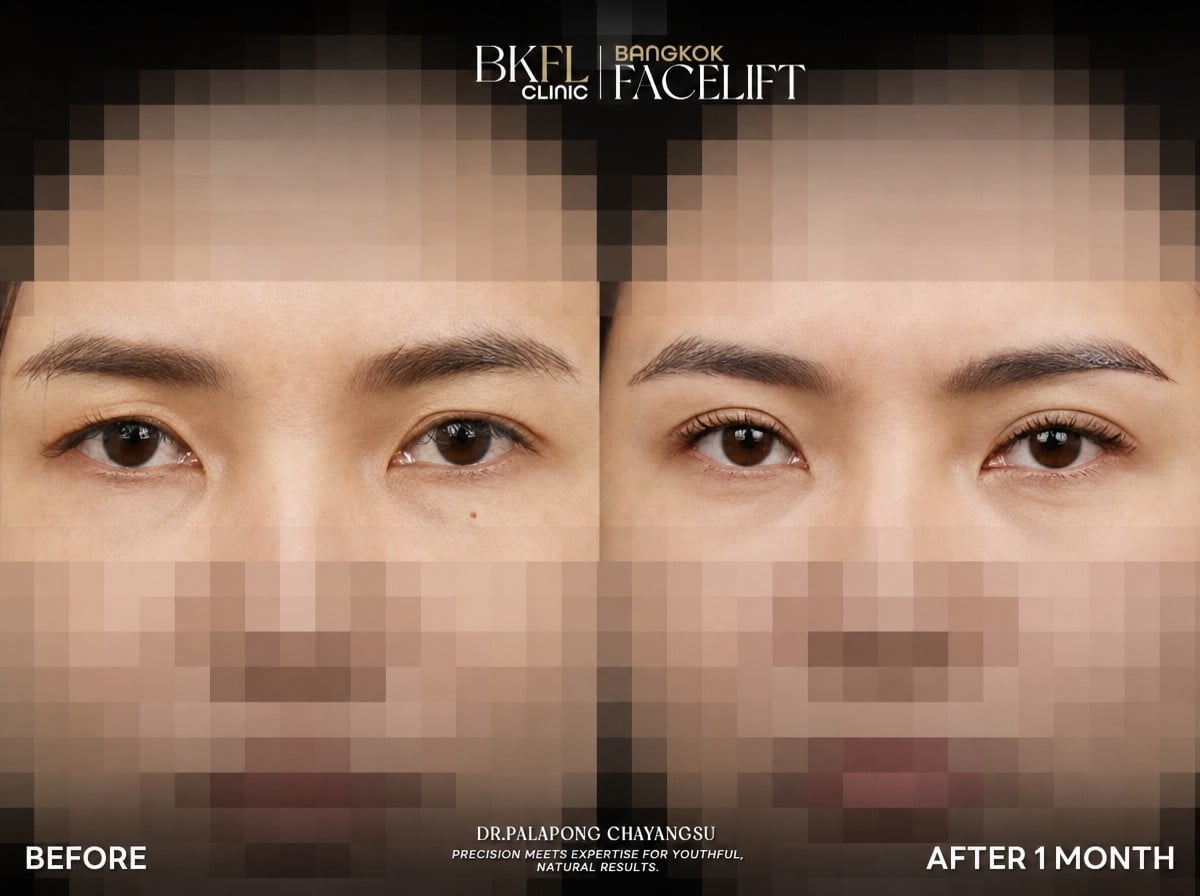 Resultados de blefaroplastia antes y después en BKFL Clinic – corrección de párpados tras 1 mes