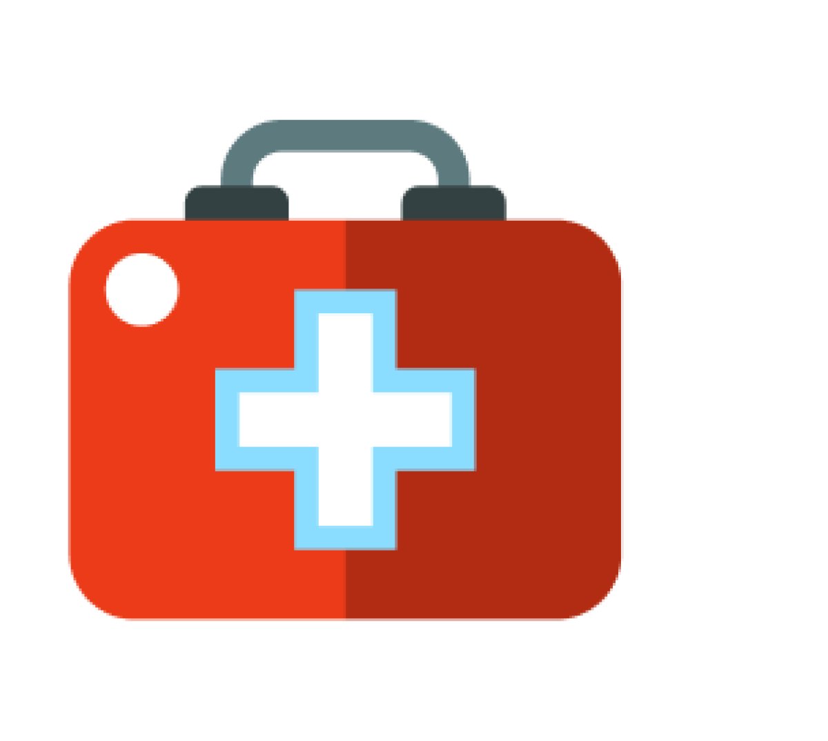 Иконка медицинской аптечки с красным кейсом и белым крестом, символ Bookimed