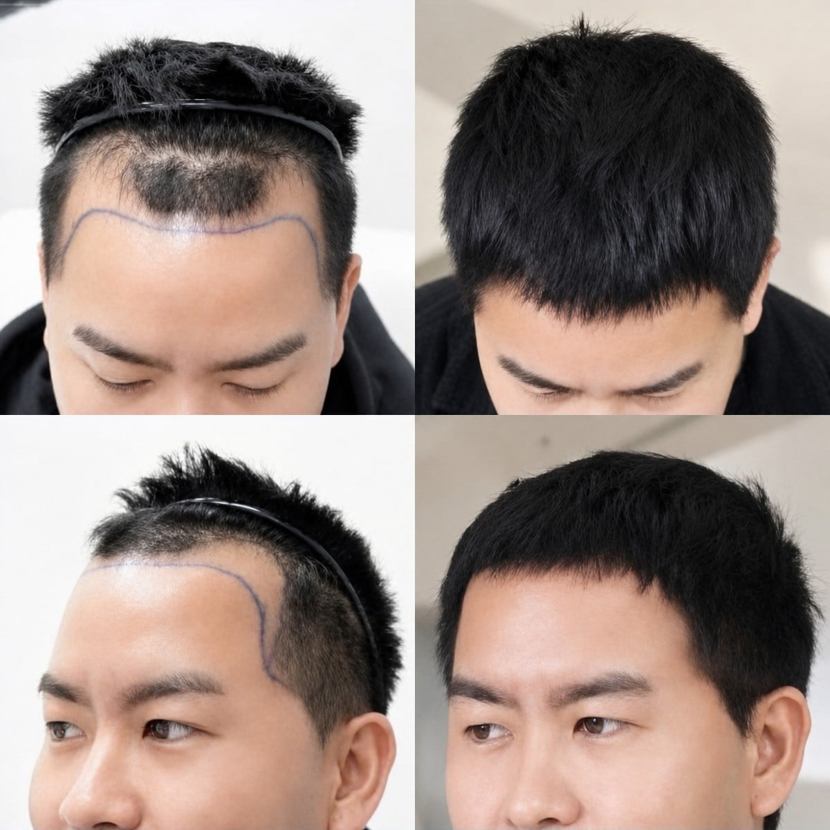 نتائج زراعة الشعر قبل وبعد في مستشفى وانسيري، استعادة خط وكثافة الشعر