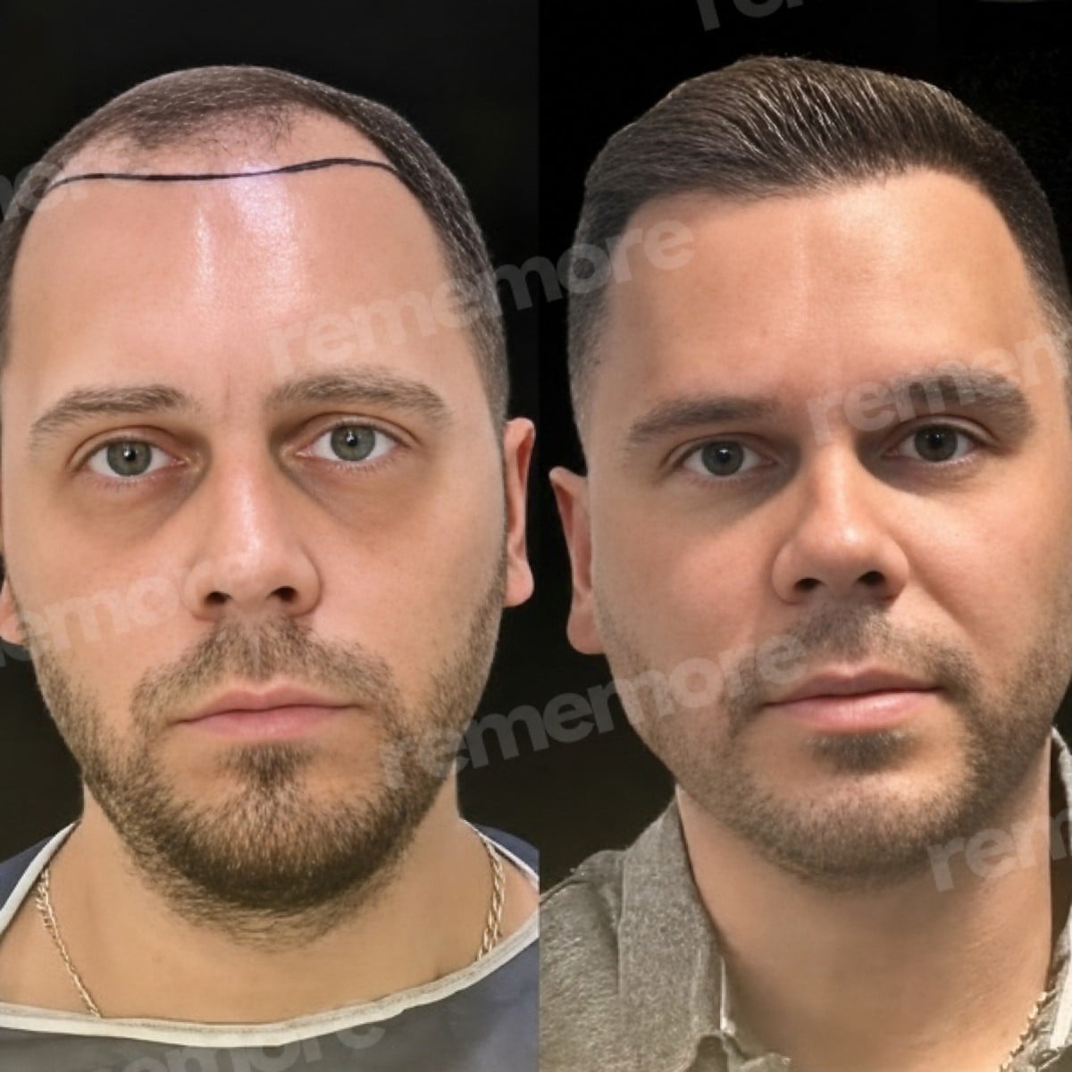 نتائج زراعة الشعر قبل وبعد في مستشفى ميموريال أنطاليا، استعادة خط الشعر للرجال
