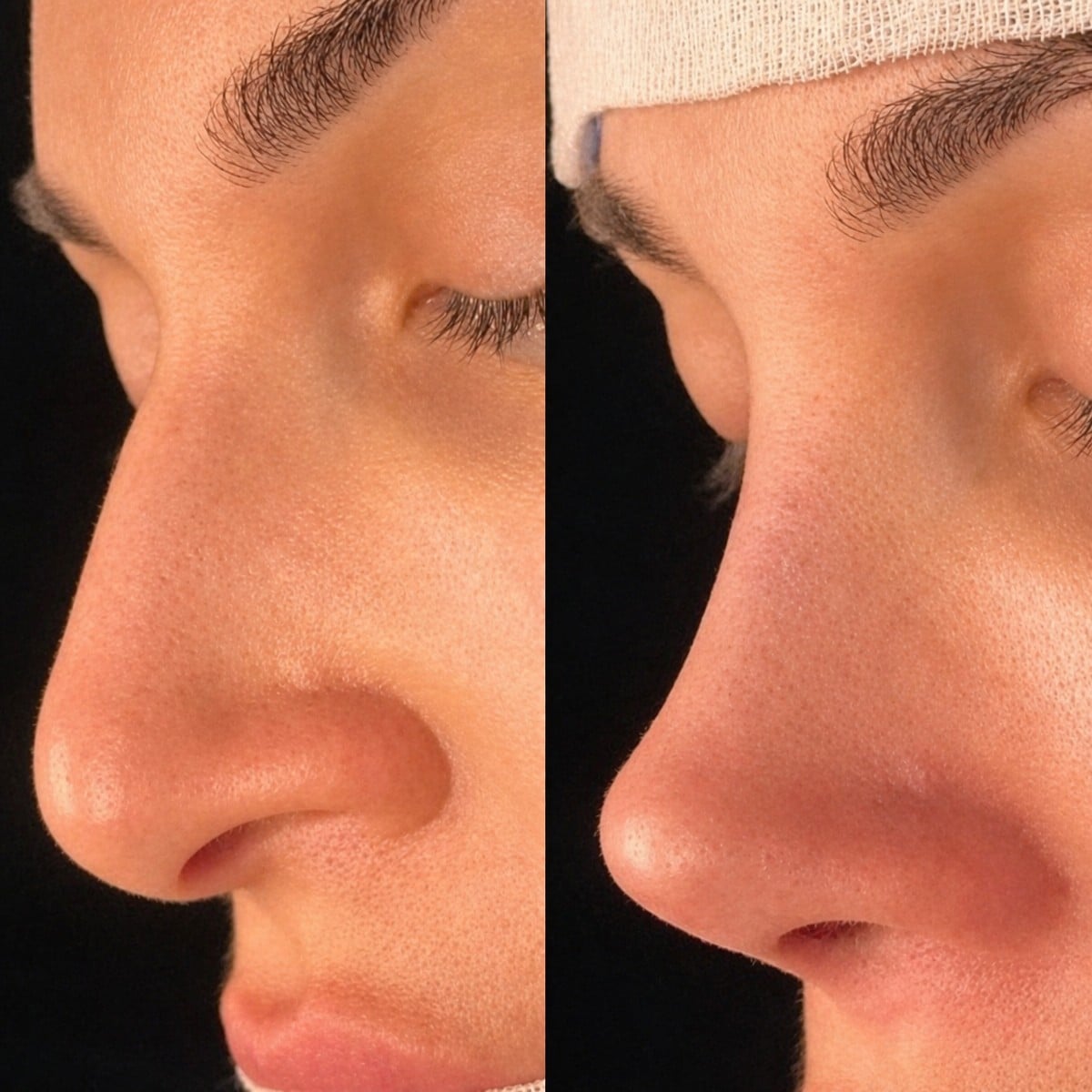 Resultado antes y después de rinoplastia ultrasónica en Memorial Bahçelievler Hospital, remodelación nasal