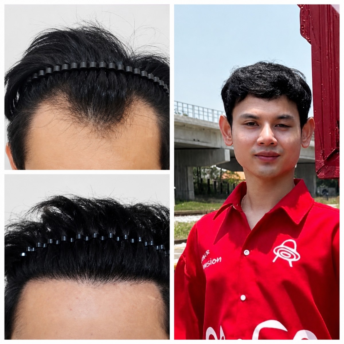 نتائج زراعة الشعر DHI قبل وبعد في مستشفى Navamin 9، استعادة خط الشعر للرجال