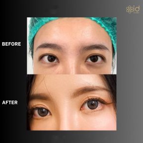Before and after upper eyelid surgery results at ID Clinic Bangkok, improved eye appearance