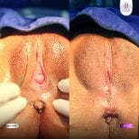 Résultats avant et après labiaplastie à Lelux Hospital, contour et symétrie améliorés