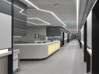 Modern hospital reception area at Bookimed clinic, clean and advanced medical facility