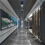 Modern clinic hallway at Bookimed with marble floors and contemporary interior design